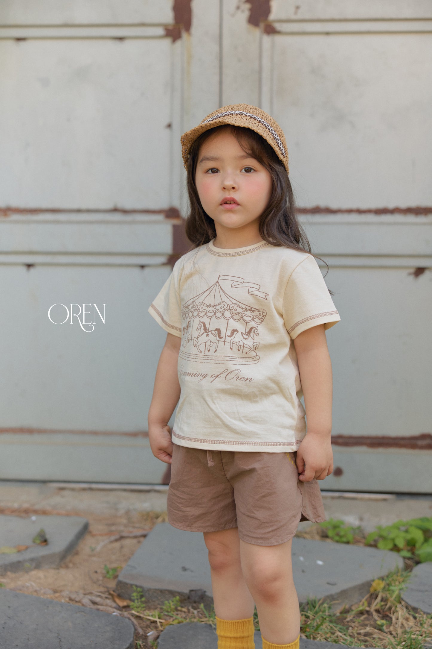 韓國童裝 26夏| OR62 Dreaming Carousel T-shirt 夢幻旋轉木馬T恤 (90-120)