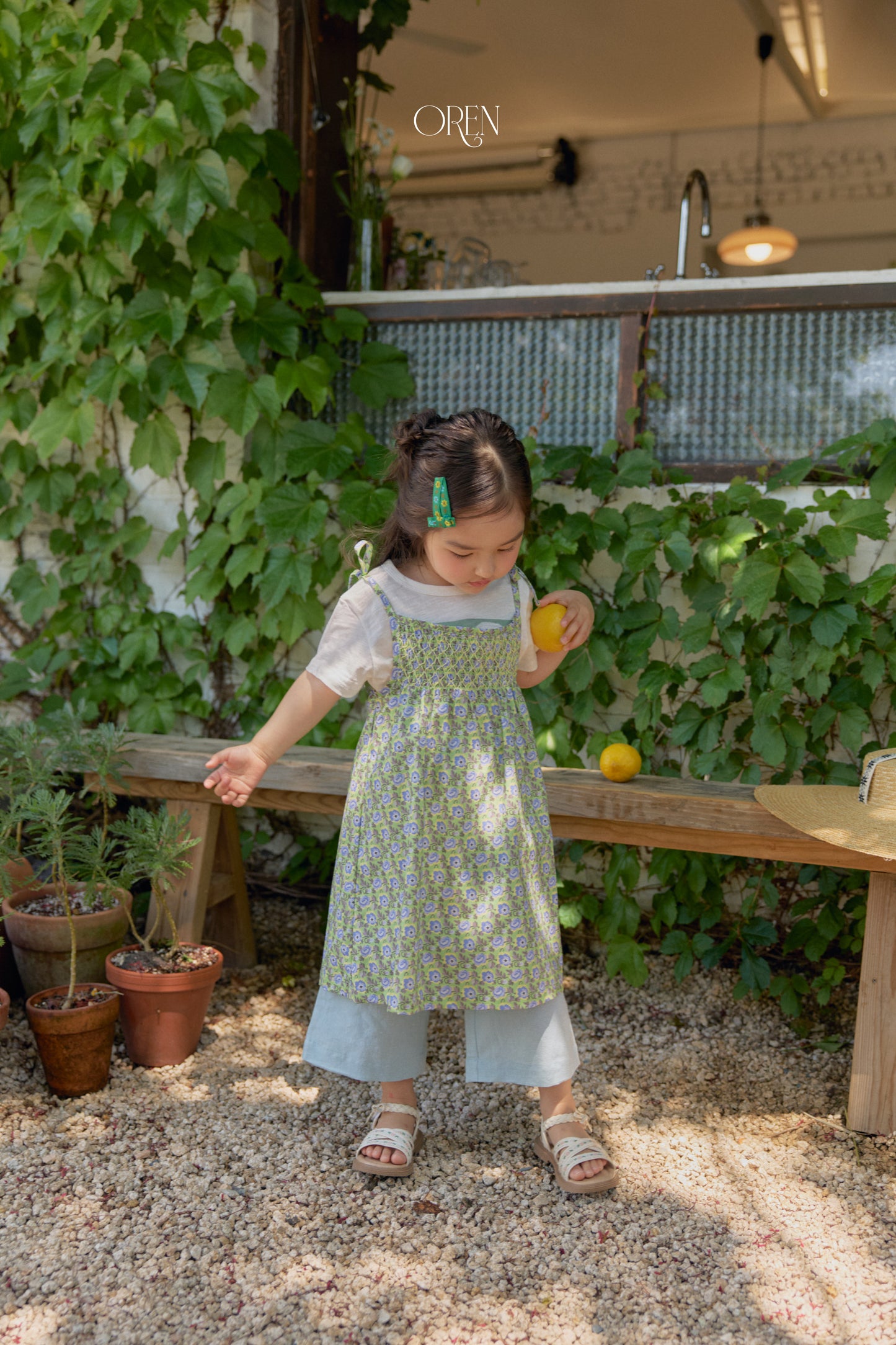 韓國童裝 26夏| OR75 Rosera Smock Strap Dress 羅塞拉抓皺細肩帶洋裝 (90-120)