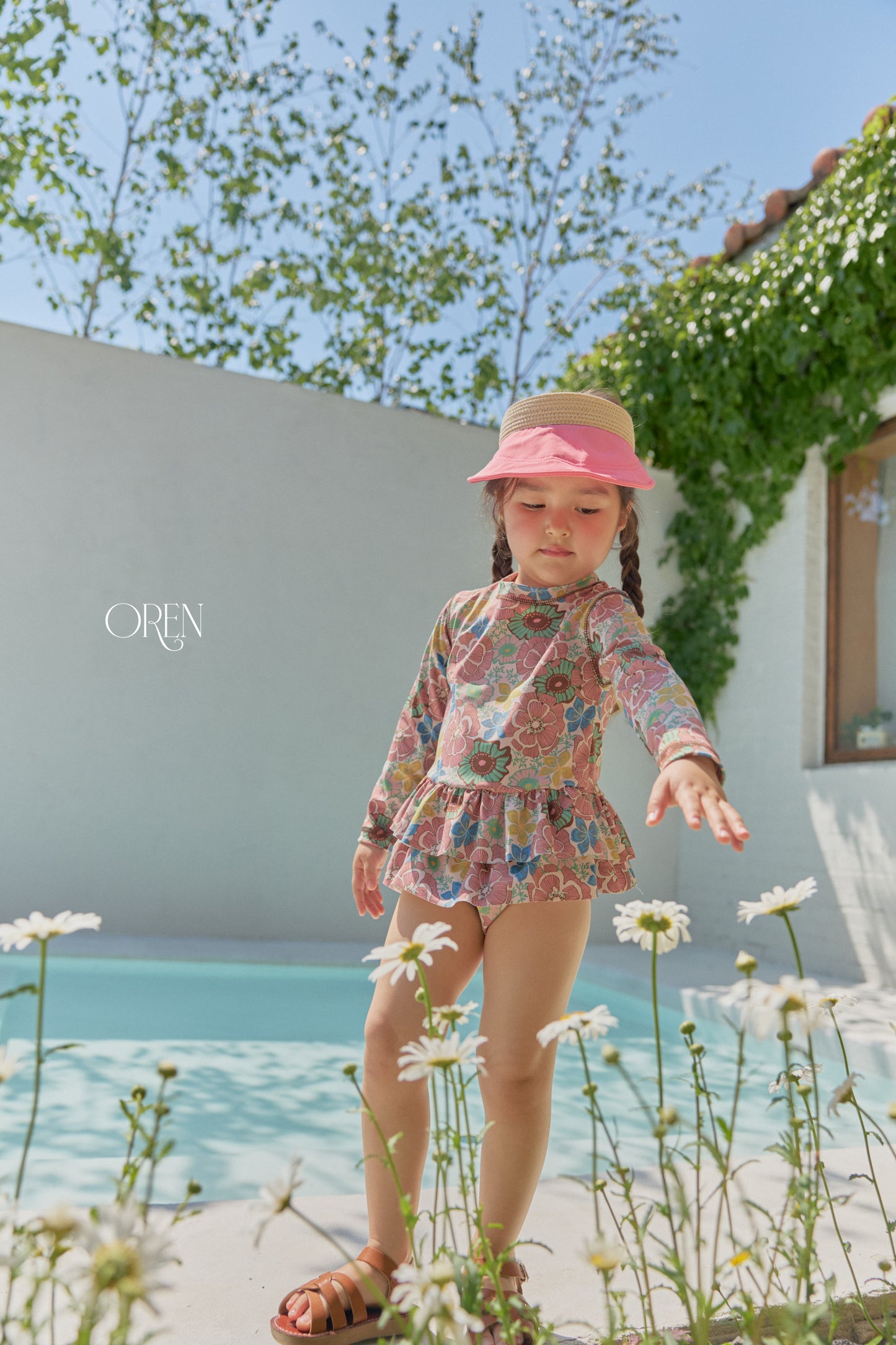 韓國童裝 26夏| OR86 Solea Fleur Rashguard 索雷亞花朵防曬泳裝 (90-110)