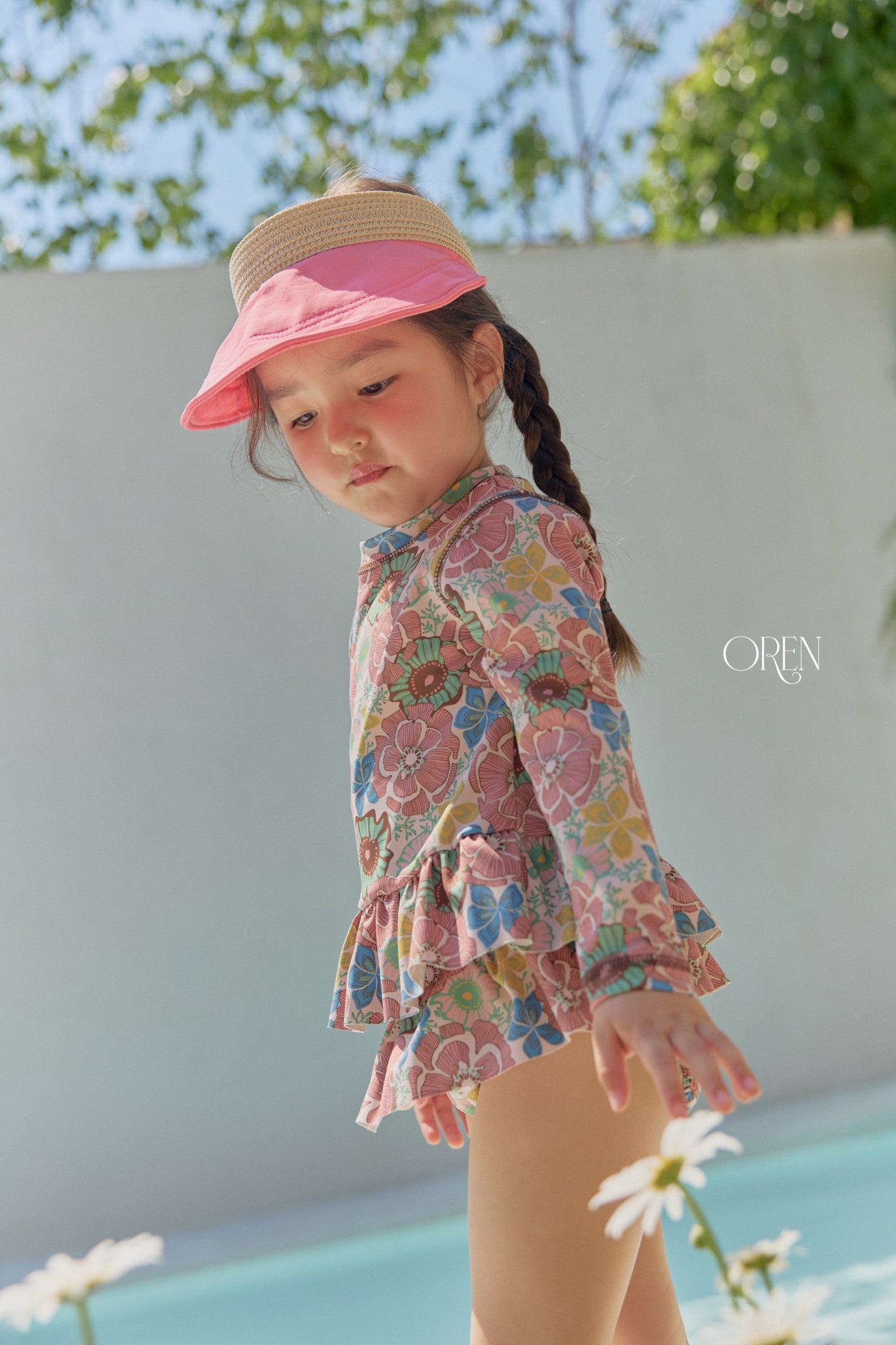 韓國童裝 26夏| OR86 Solea Fleur Rashguard 索雷亞花朵防曬泳裝 (90-110)