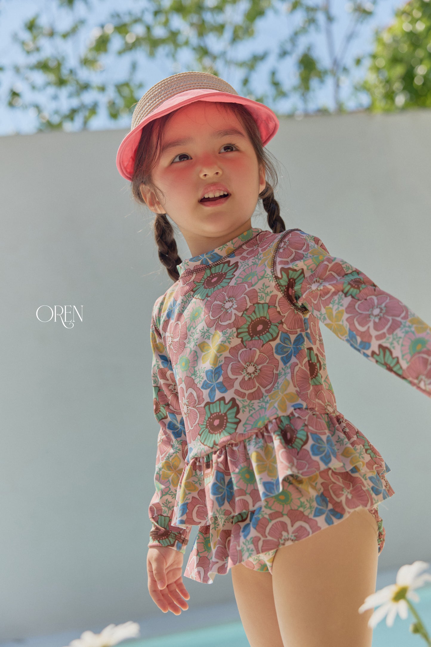 韓國童裝 26夏| OR86 Solea Fleur Rashguard 索雷亞花朵防曬泳裝 (90-110)
