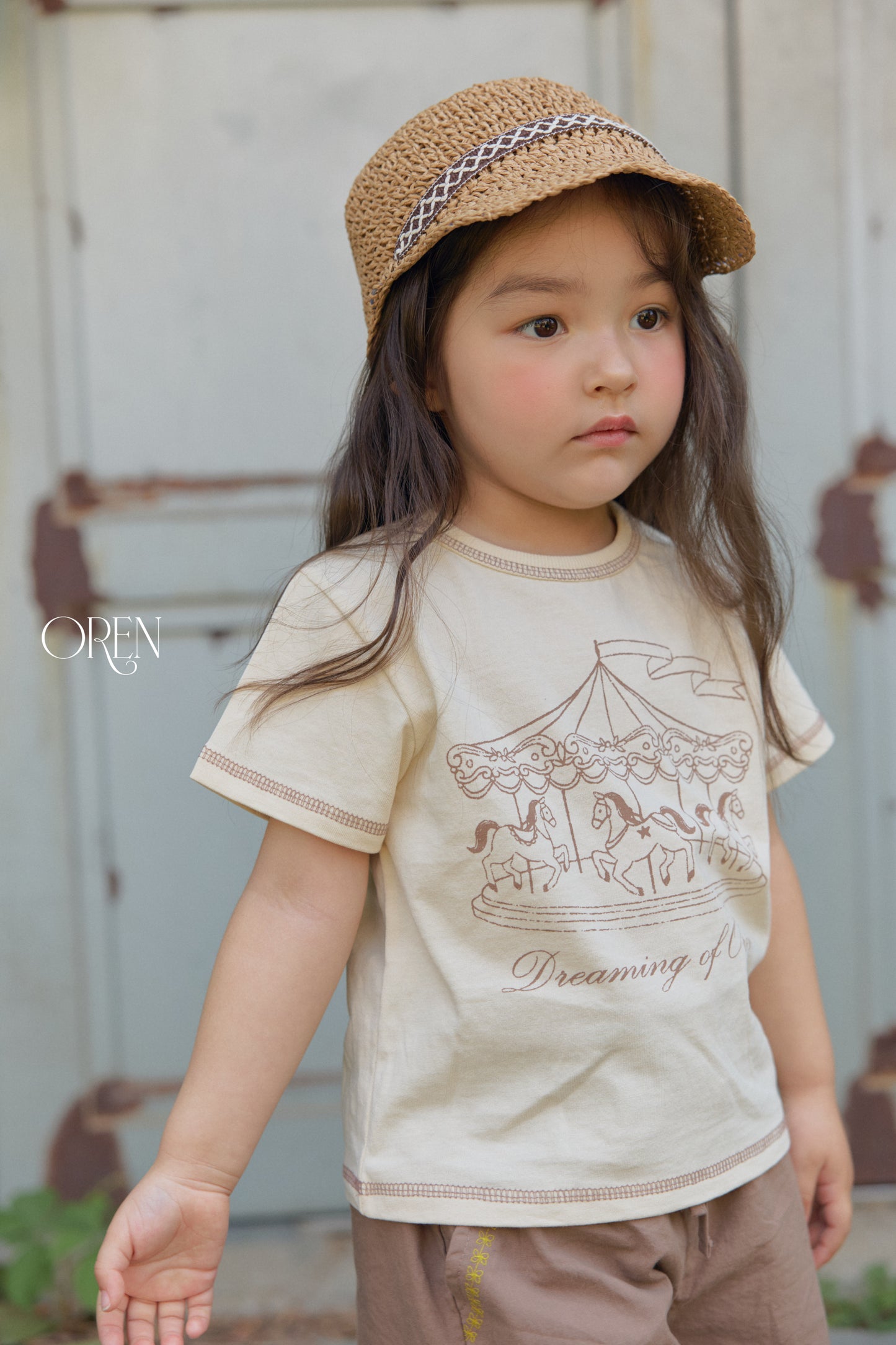韓國童裝 26夏| OR62 Dreaming Carousel T-shirt 夢幻旋轉木馬T恤 (90-120)
