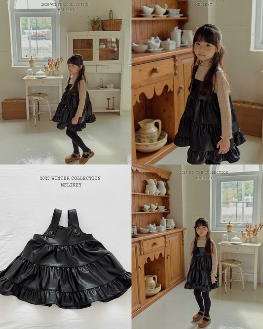 韓國童裝 25秋冬 | ME25404 PU Leather Dress