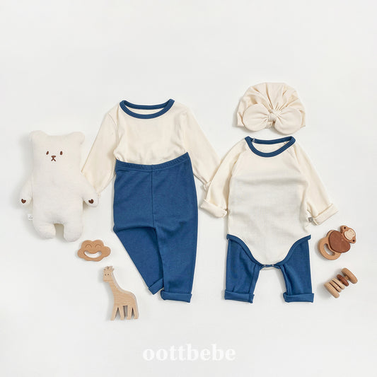 韓國童裝 | OT25335 2-tone Baby Suit with Leggings
