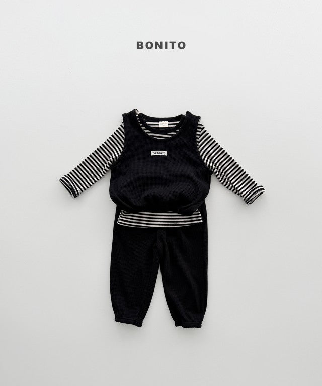 韓國童裝 26秋| BT59 Mini Waffle Vest Pants Set 套裝 (80-140)