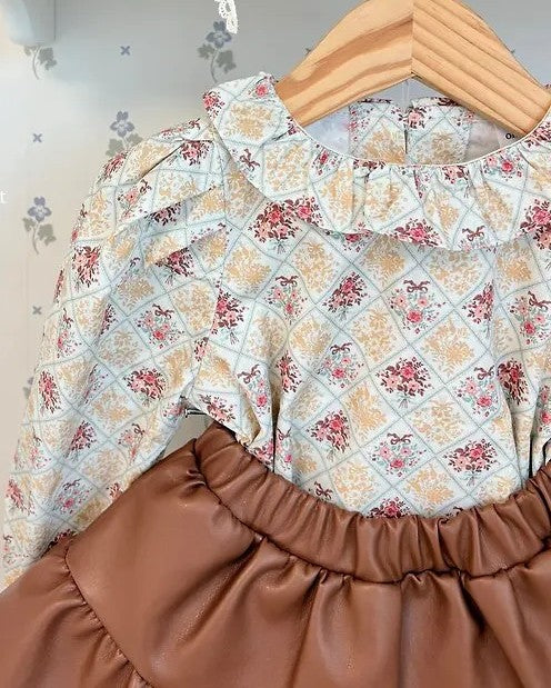 韓國童裝 26秋| OH01 Monet Floral Blouse 襯衫