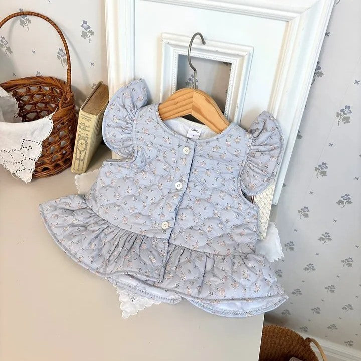 韓國童裝 26秋| OH07 Floral Padded Frill Vest 背心