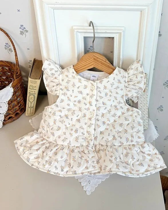 韓國童裝 26秋| OH07 Floral Padded Frill Vest 背心