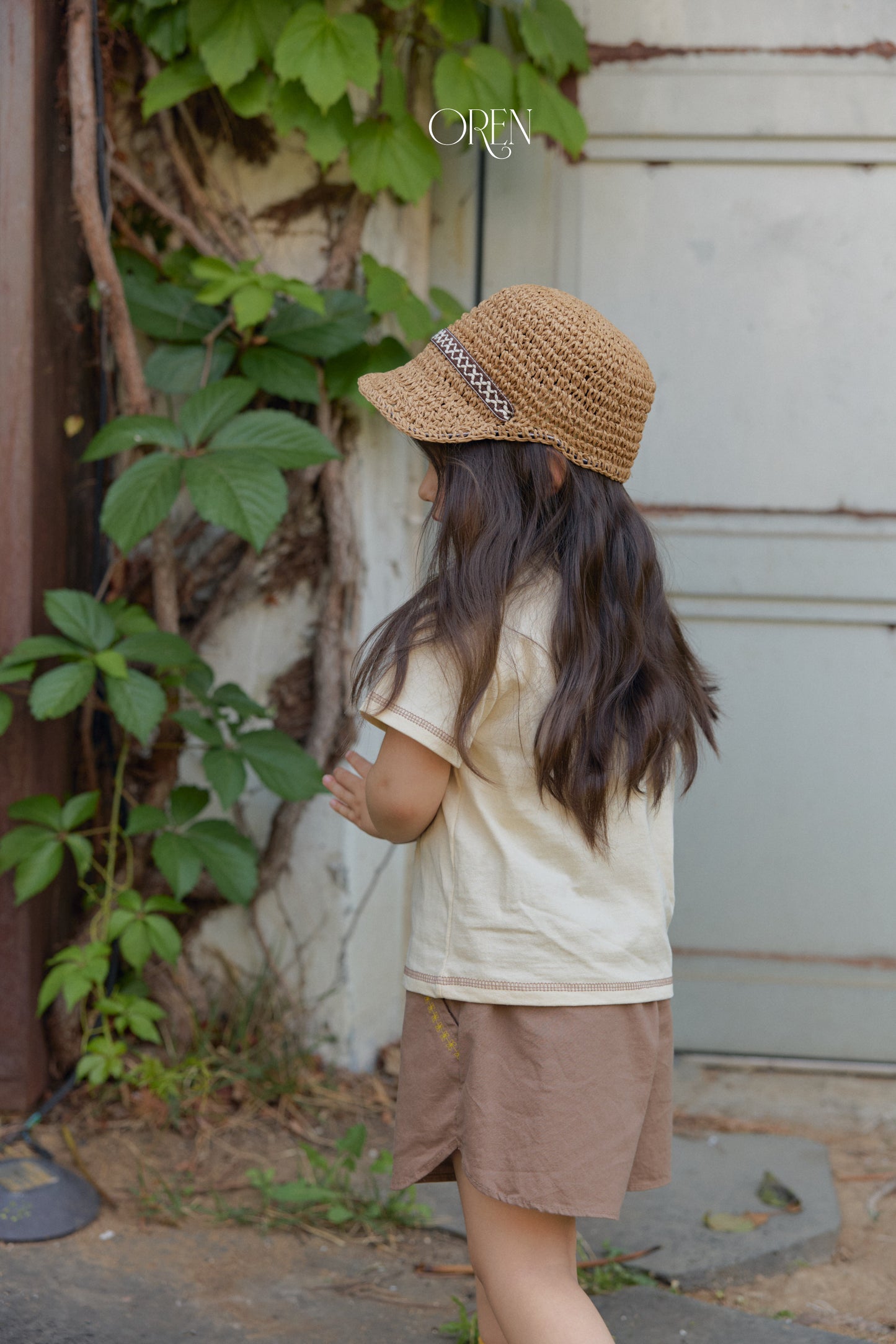 韓國童裝 26夏| OR95 Rosie Paper Strap Ball Cap 羅西紙編綁帶棒球帽 (One Size)