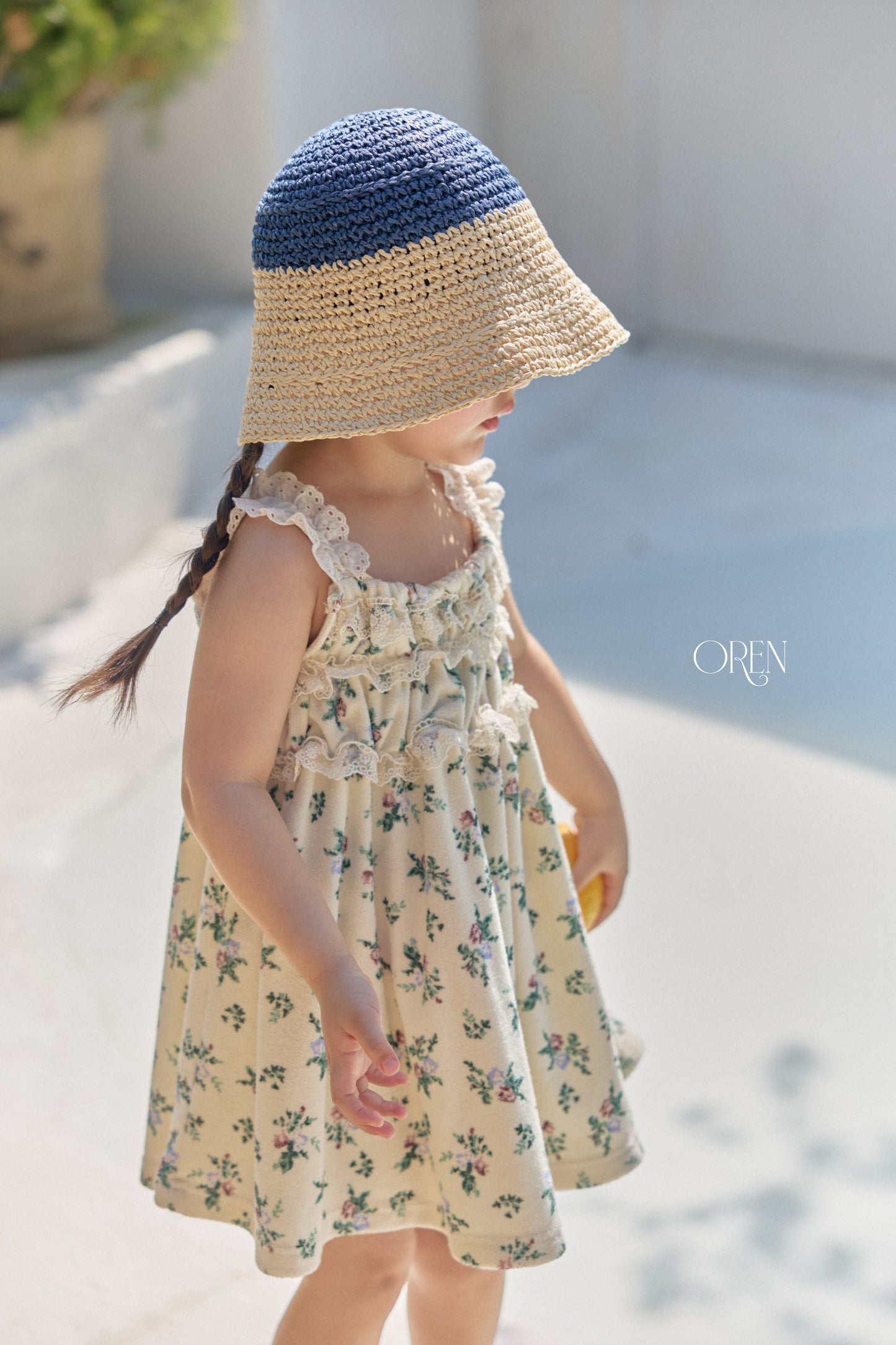韓國童裝 26夏| OR96 Casa Two-tone Paper Bucket Hat 卡薩雙色紙編漁夫帽 (One Size)