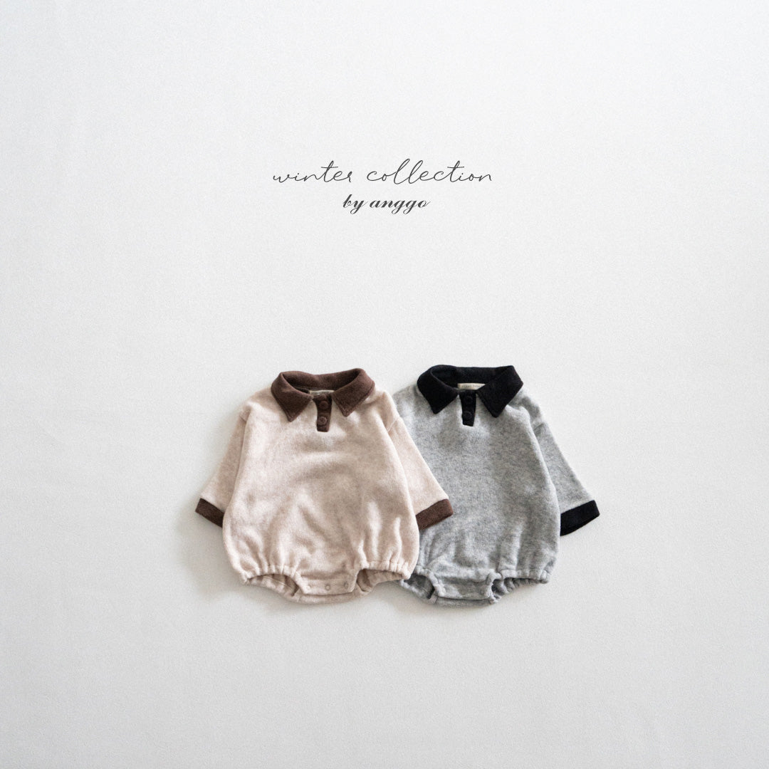 \限時預購/ 韓國童裝  AG25210 Choco Chip Collar Romper