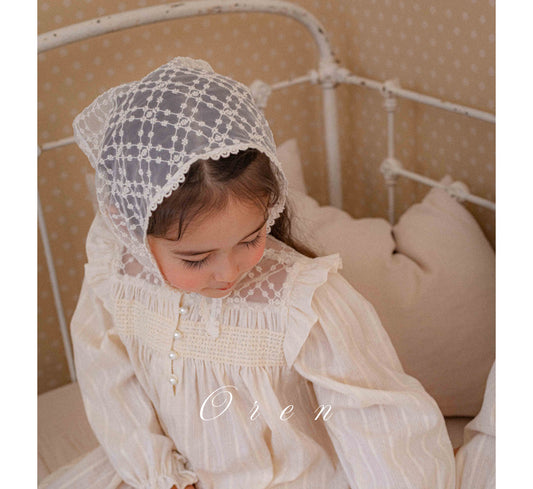 韓國童裝 26春 |  OR84 Arabella Lace Trim Hood