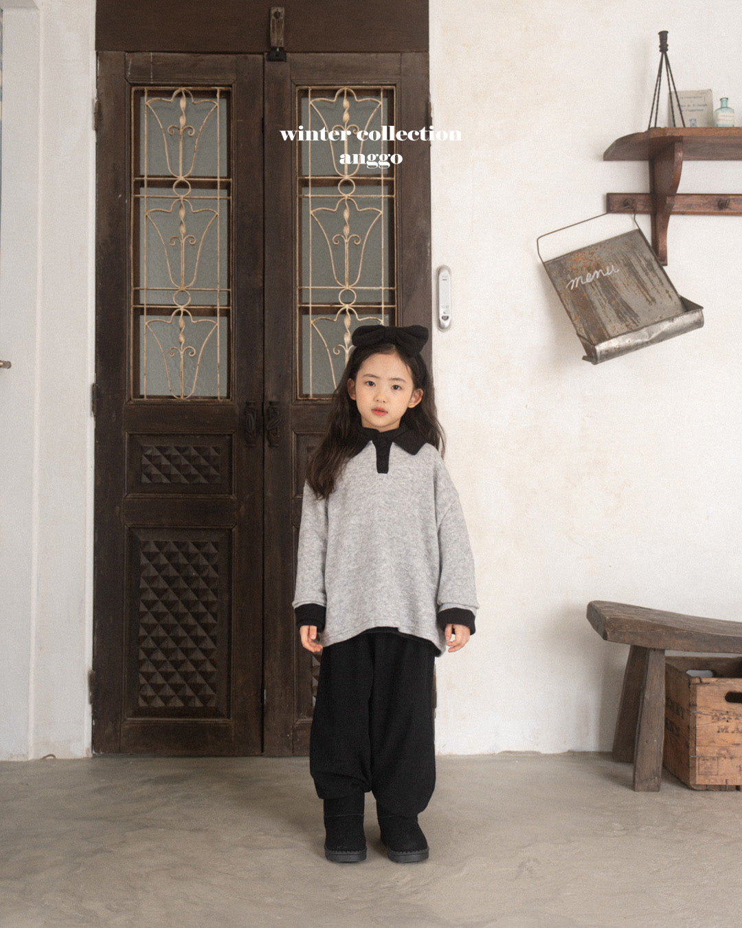 \限時預購/ 韓國童裝  AG25235 Choco Chip Collar T-shirt