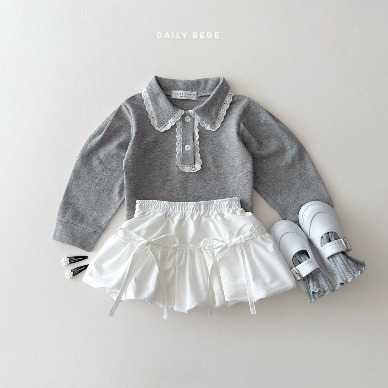 韓國童裝 26春 | DD16 蕾絲翻領T (75~140cm)