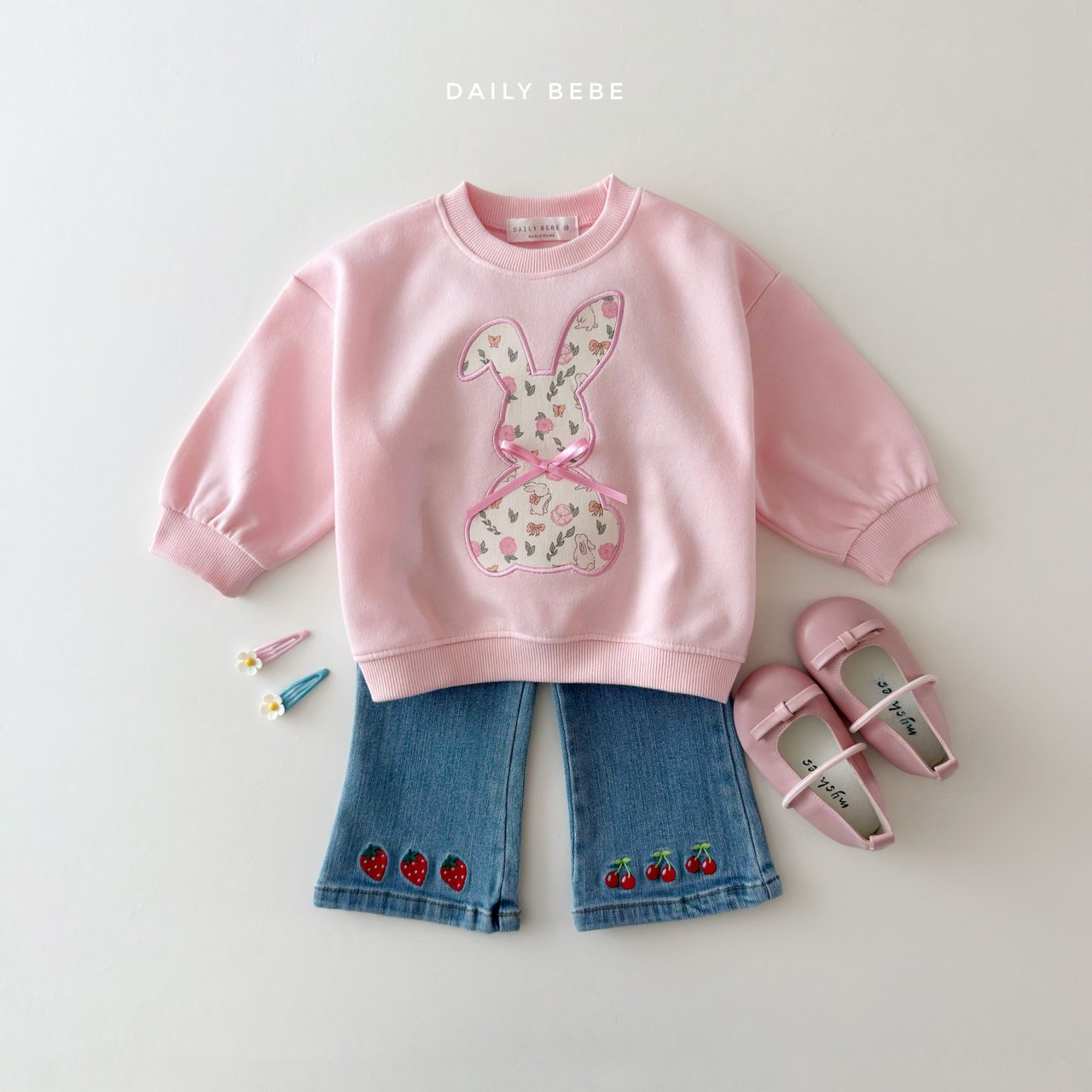 韓國童裝 26春 | DD17 花兔熊衛衣 (75~140cm)