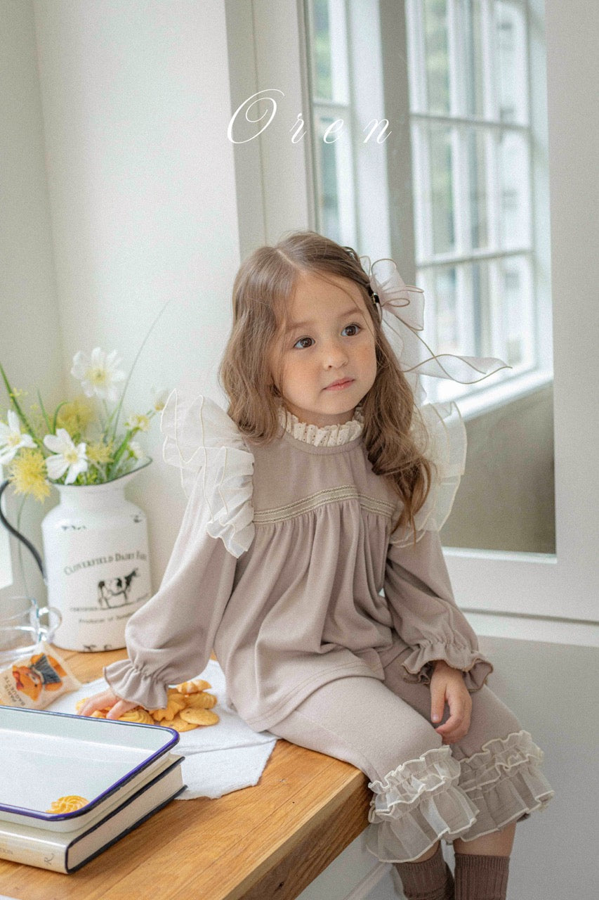 韓國童裝 25秋 | OR25328 Rosy Frill Blouse/Pants/Set