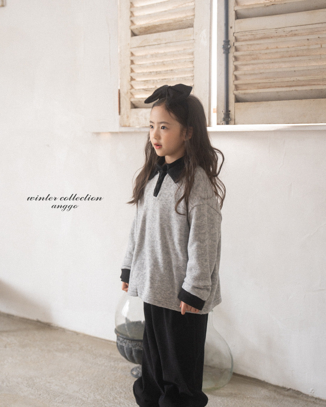 \限時預購/ 韓國童裝  AG25235 Choco Chip Collar T-shirt