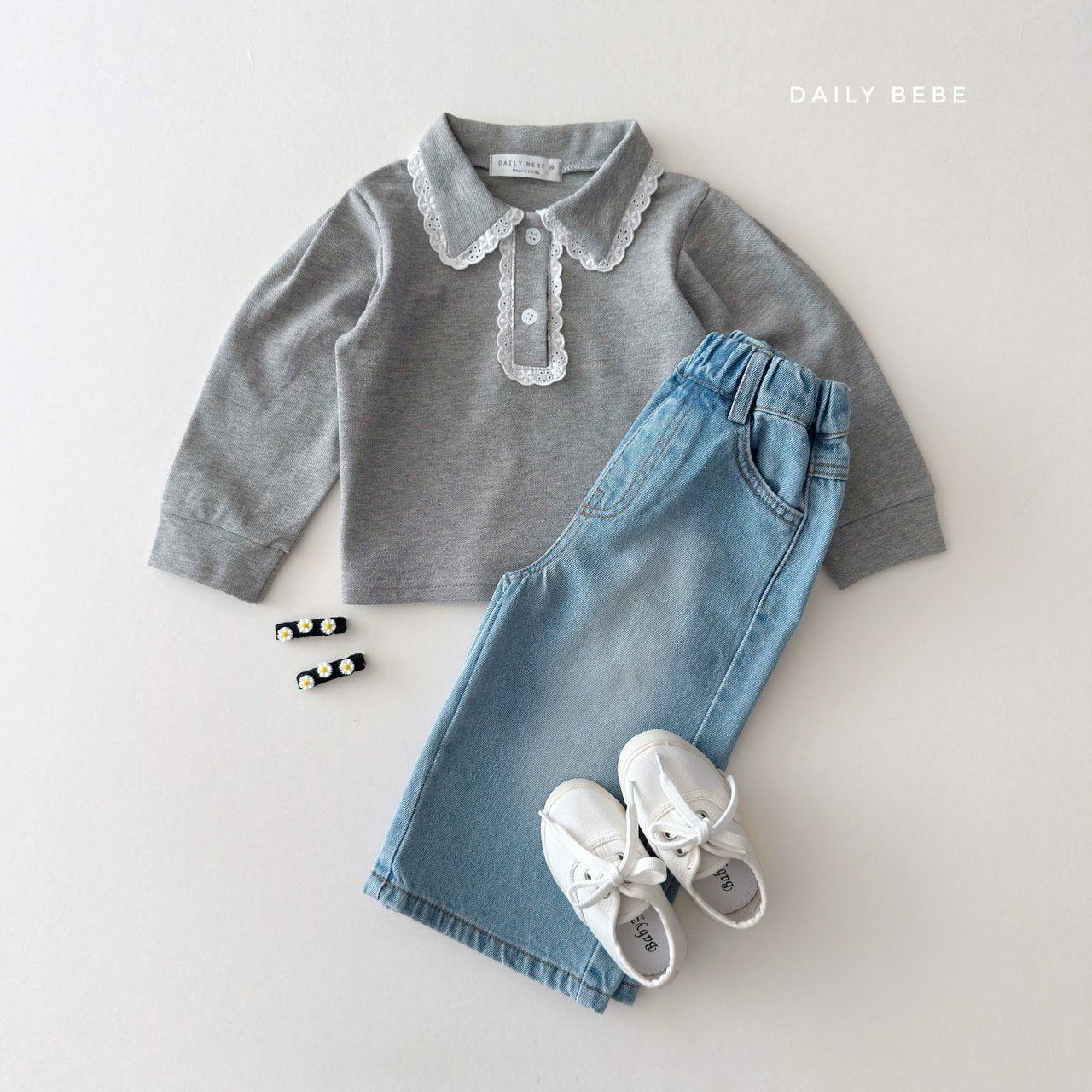 韓國童裝 26春 | DD16 蕾絲翻領T (75~140cm)