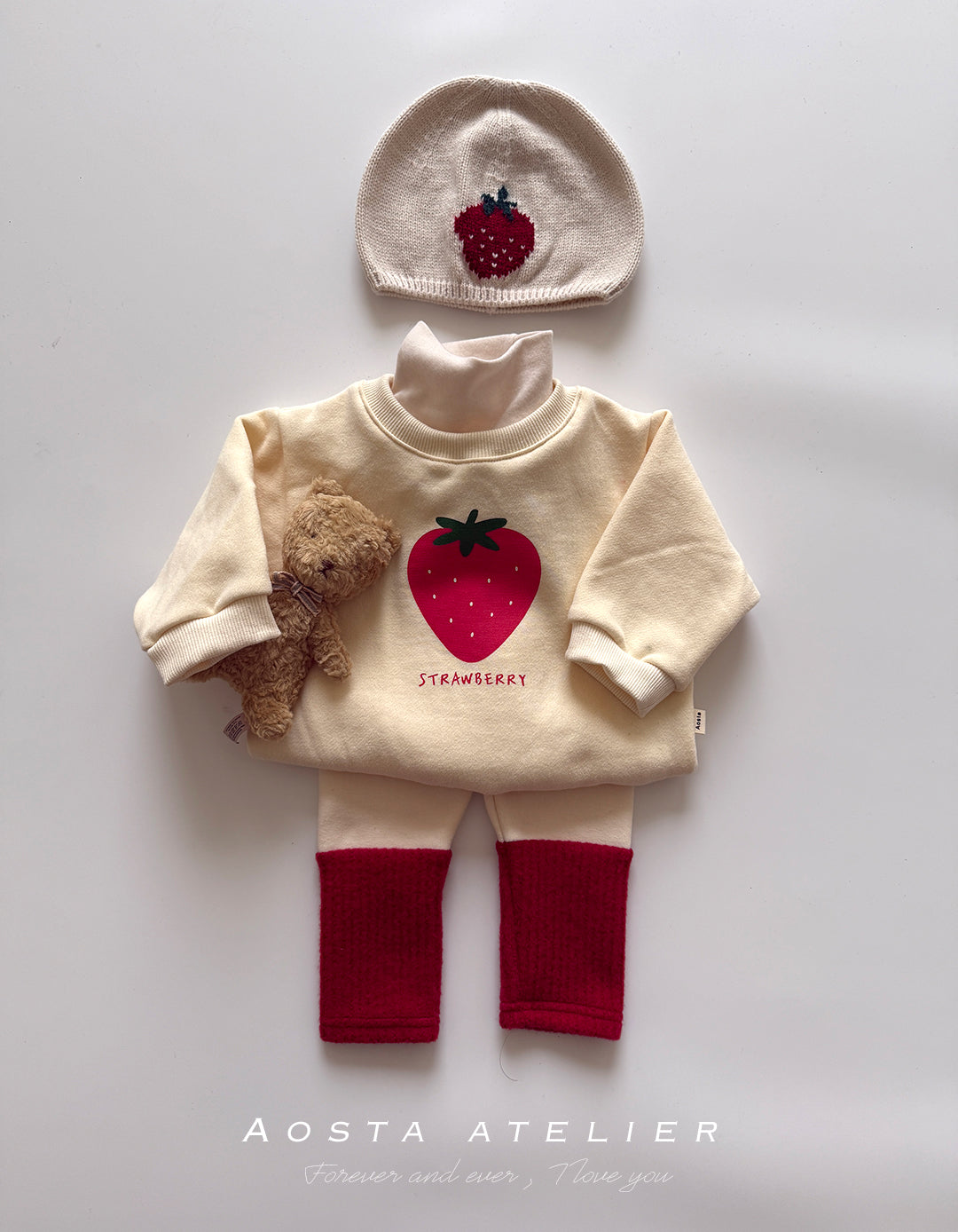 韓國童裝 25秋冬 | AO25410 Knit Strawberry Hat