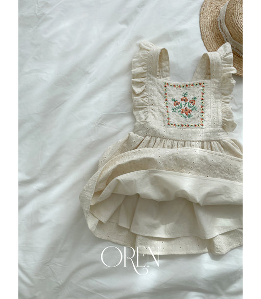 韓國童裝 26春 |  OR53 Arbo Embroidered Jumper Skirt (85~120cm)