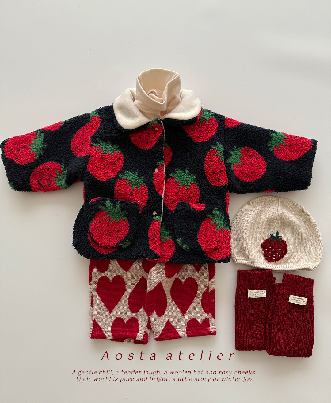 韓國童裝 25秋冬 | AO25410 Knit Strawberry Hat