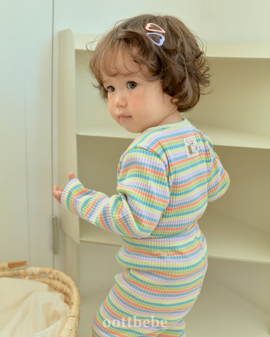 韓國童裝 | OT25342 OT Stripe Kids Top and Bottom Set