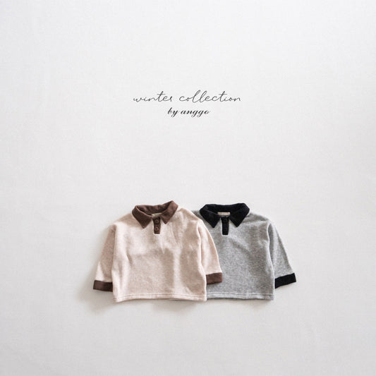 \限時預購/ 韓國童裝  AG25235 Choco Chip Collar T-shirt