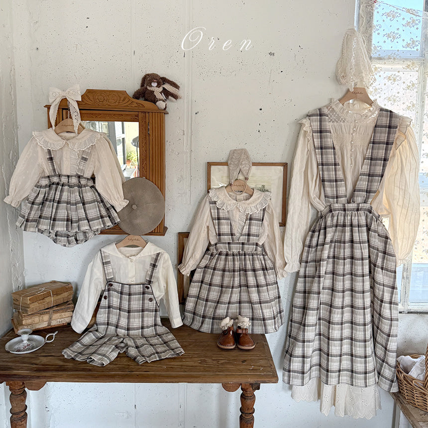 韓國童裝 26春 |  OR76 Check one-piece dress (85~120cm)