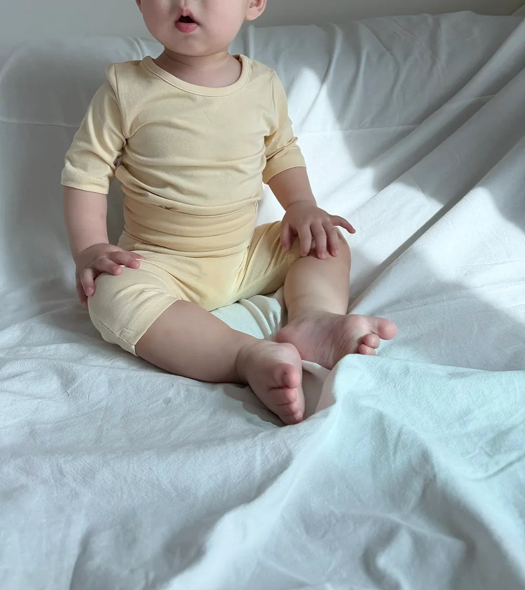 韓國童裝 26夏| HM03 Plain 3.4 Sleeve Loungewear Set