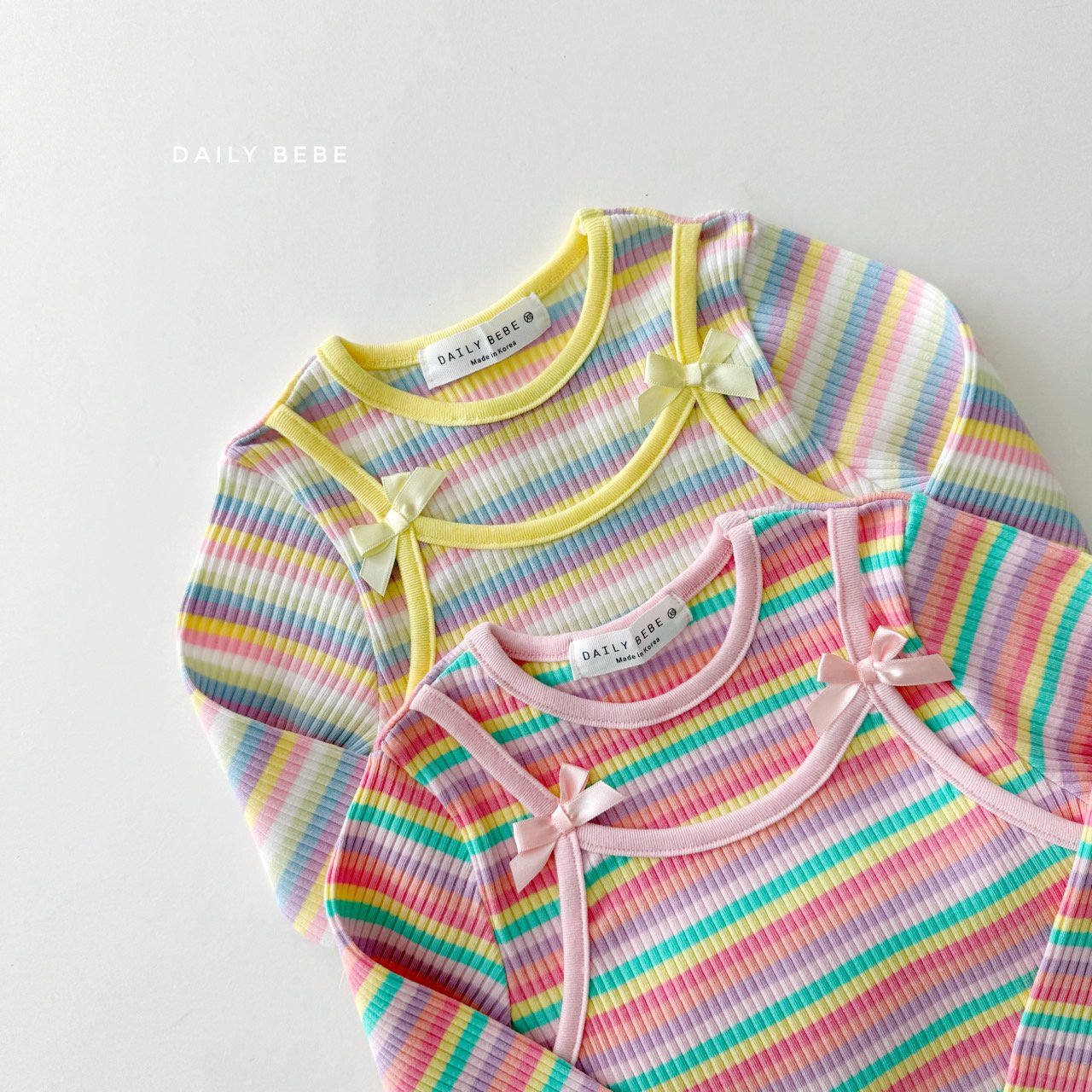 韓國童裝 26春 | DD20 彩虹條紋T (75~140cm)