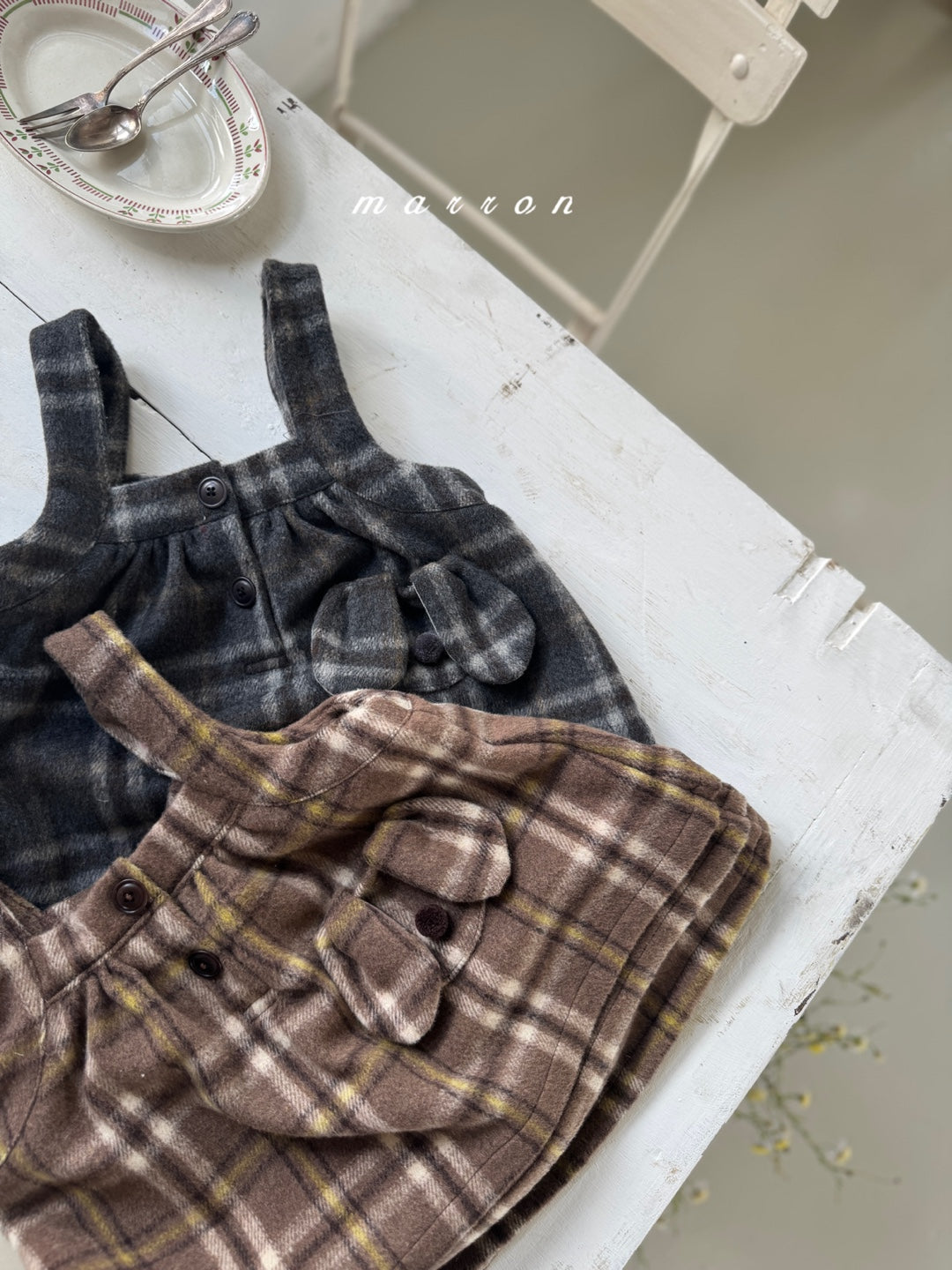 韓國童裝 25秋冬 | MA25453 PUFFLY CHECK DRESS (BABY & KIDS)