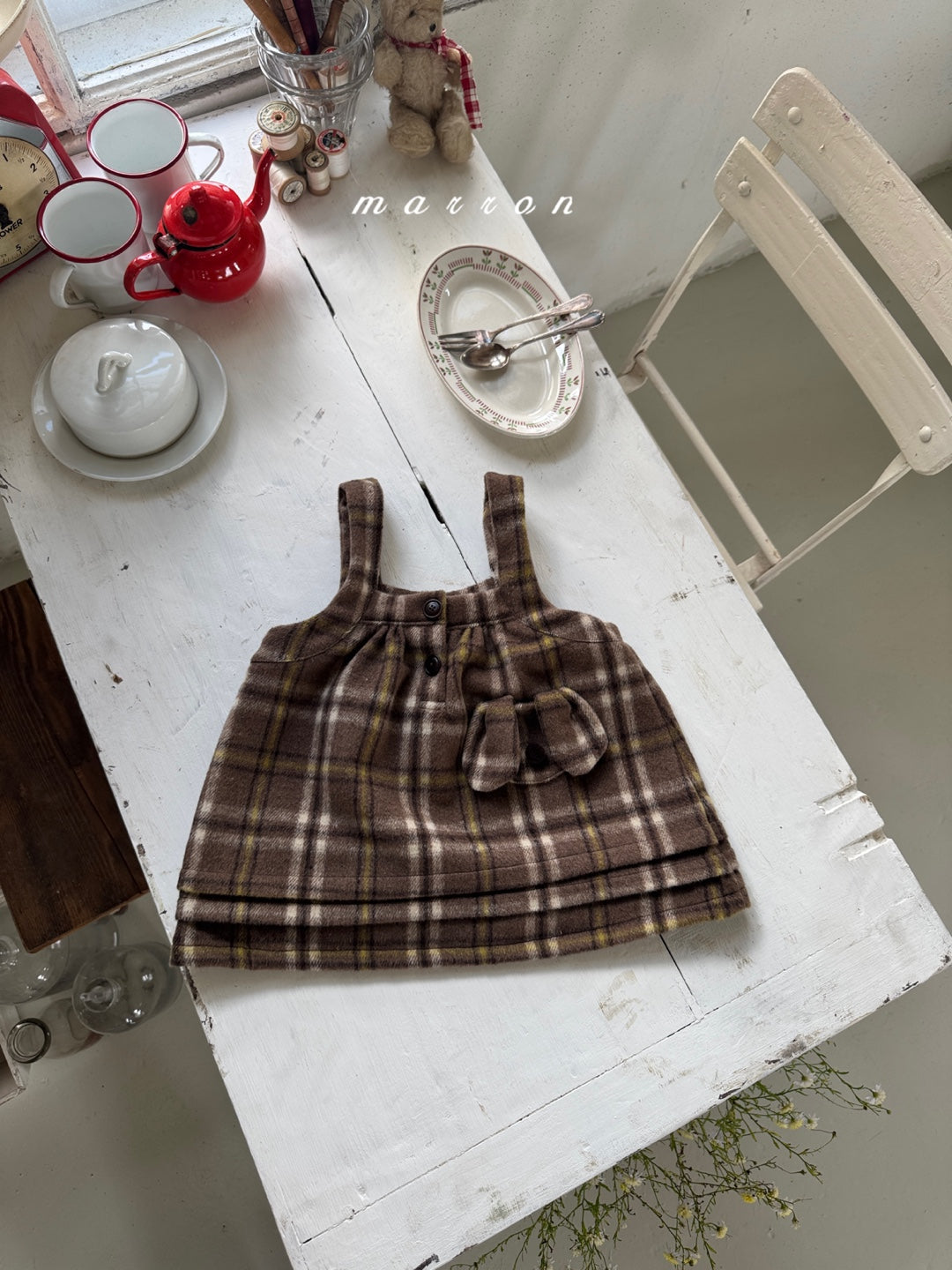 韓國童裝 25秋冬 | MA25453 PUFFLY CHECK DRESS (BABY & KIDS)
