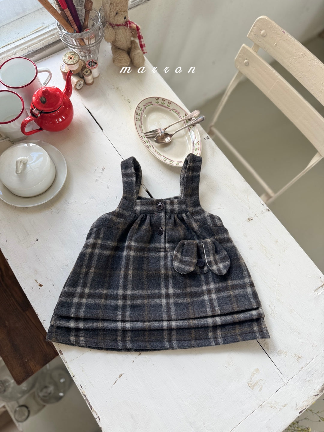 韓國童裝 25秋冬 | MA25453 PUFFLY CHECK DRESS (BABY & KIDS)