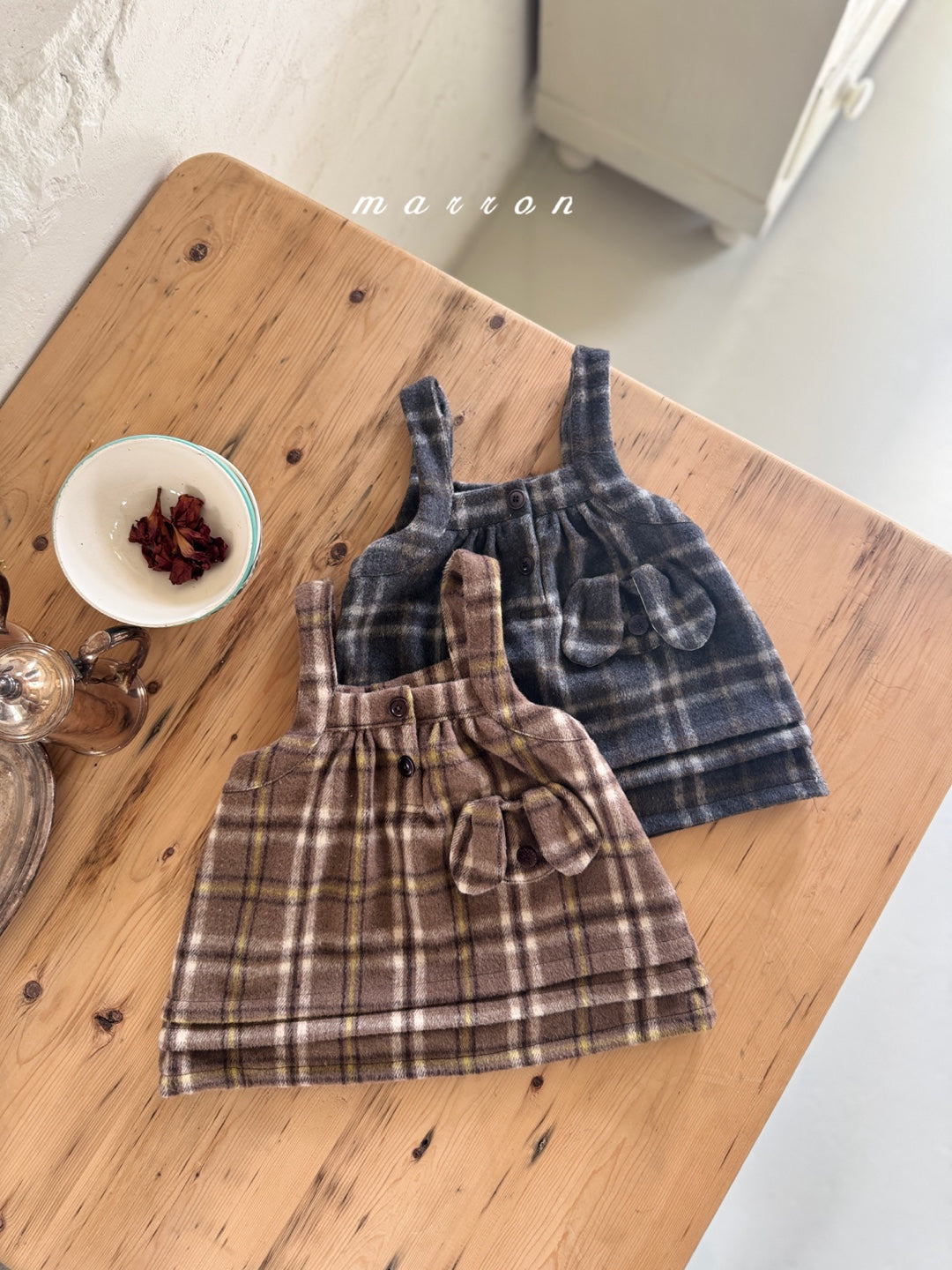 韓國童裝 25秋冬 | MA25453 PUFFLY CHECK DRESS (BABY & KIDS)