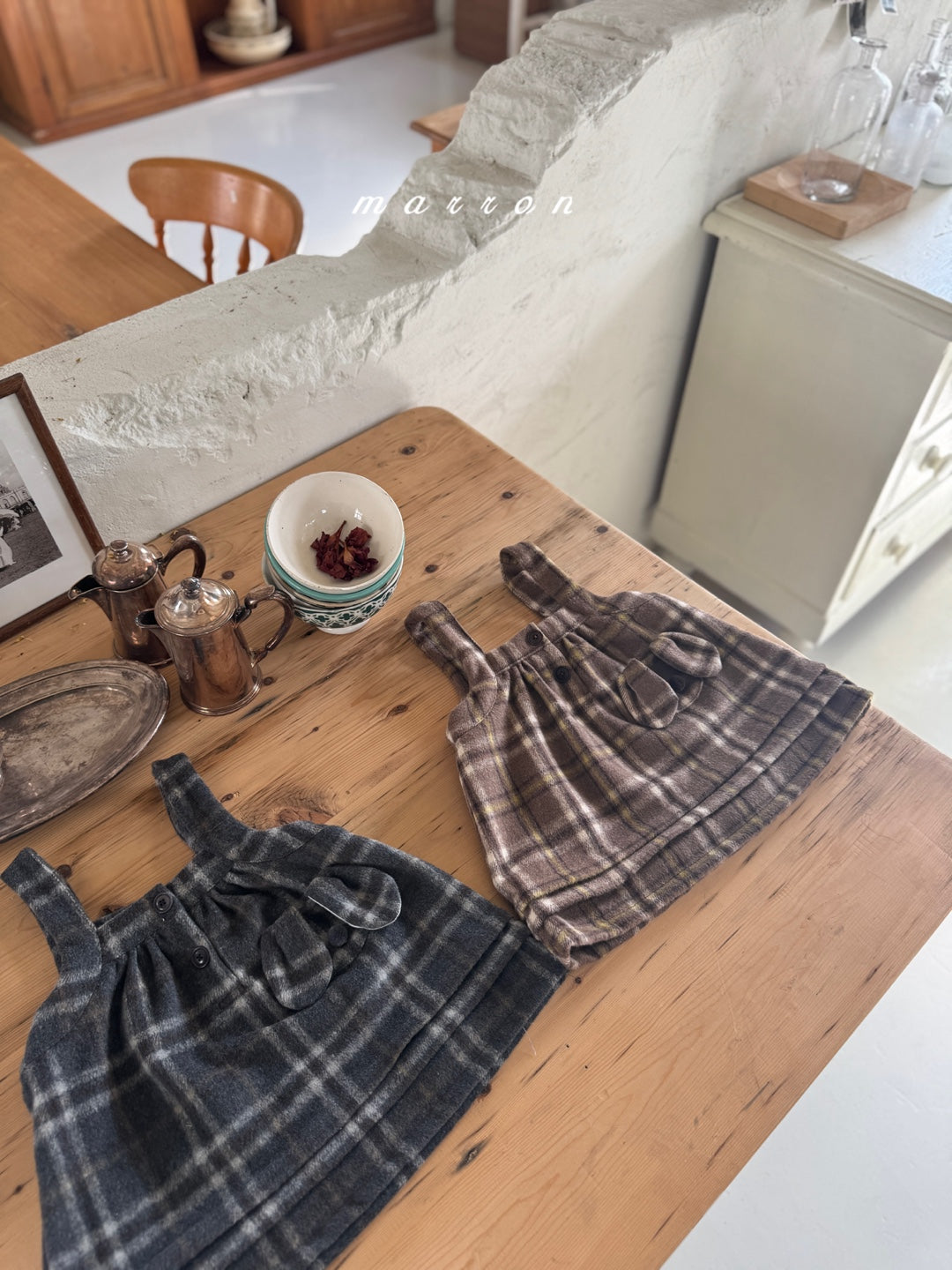 韓國童裝 25秋冬 | MA25453 PUFFLY CHECK DRESS (BABY & KIDS)