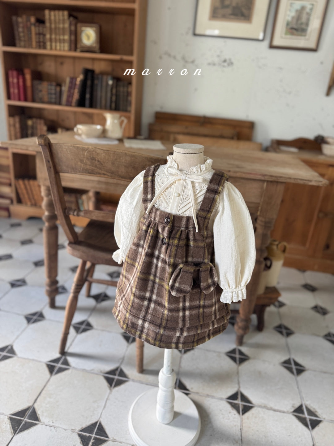 韓國童裝 25秋冬 | MA25453 PUFFLY CHECK DRESS (BABY & KIDS)