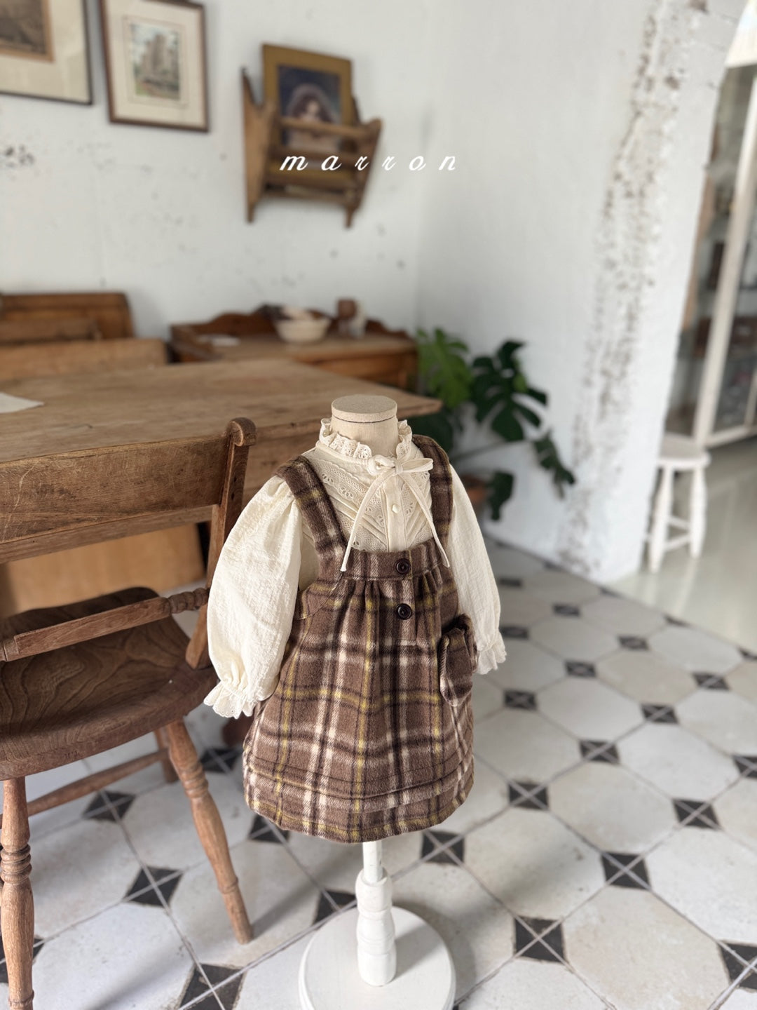 韓國童裝 25秋冬 | MA25453 PUFFLY CHECK DRESS (BABY & KIDS)