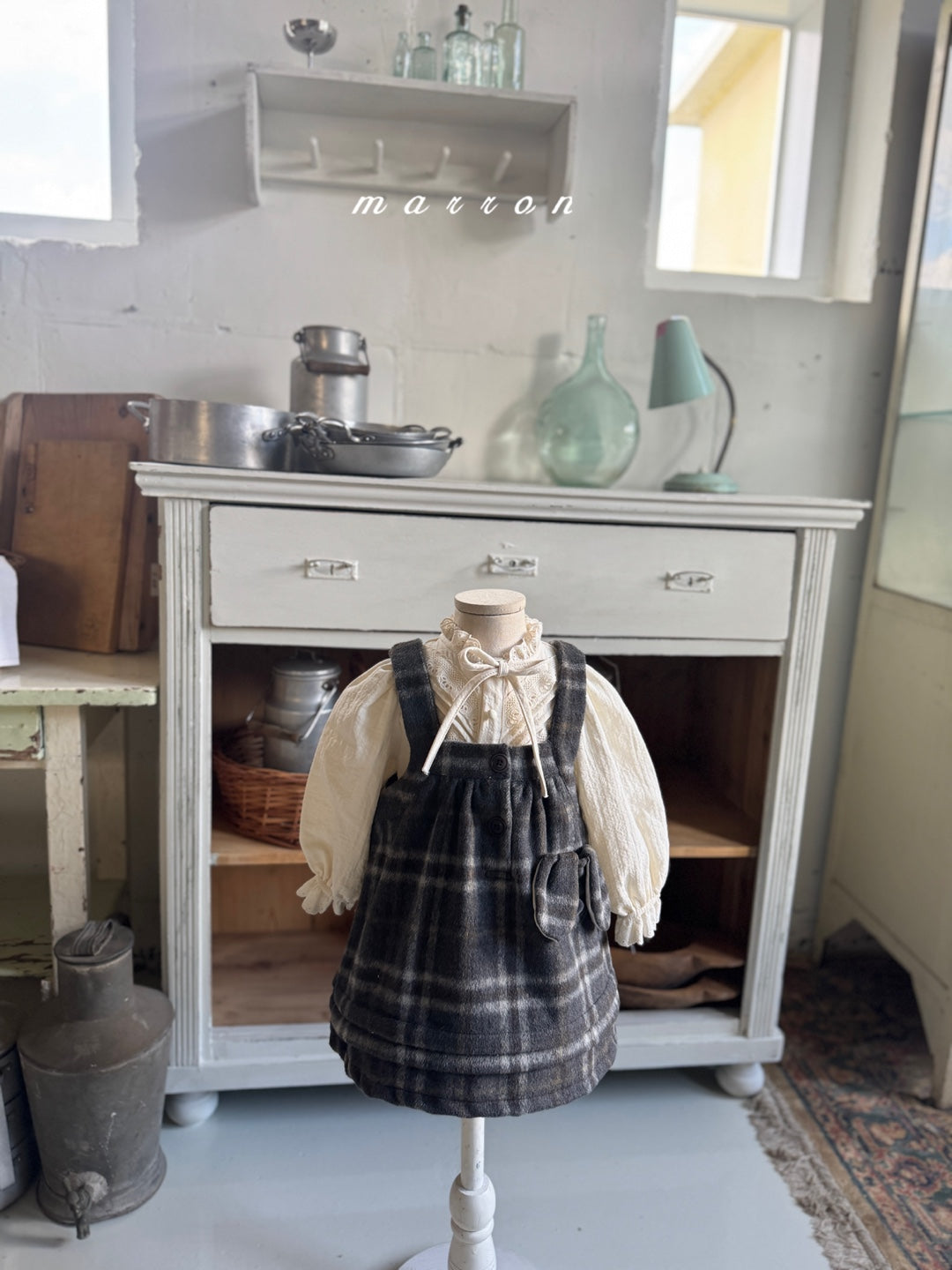 韓國童裝 25秋冬 | MA25453 PUFFLY CHECK DRESS (BABY & KIDS)