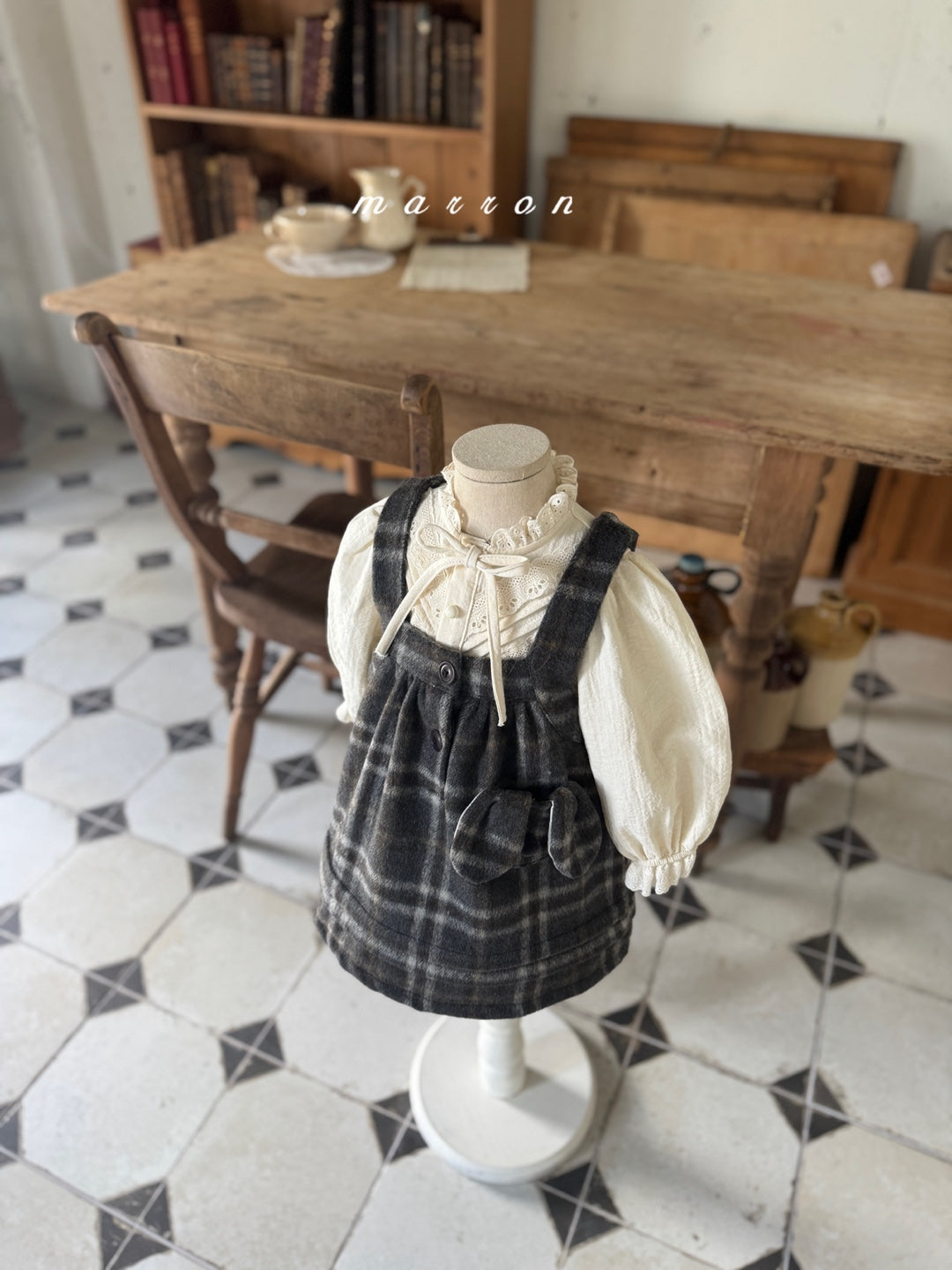 韓國童裝 25秋冬 | MA25453 PUFFLY CHECK DRESS (BABY & KIDS)