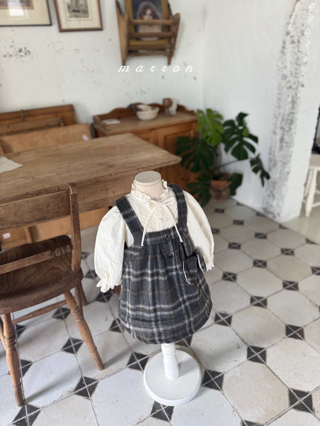 韓國童裝 25秋冬 | MA25453 PUFFLY CHECK DRESS (BABY & KIDS)