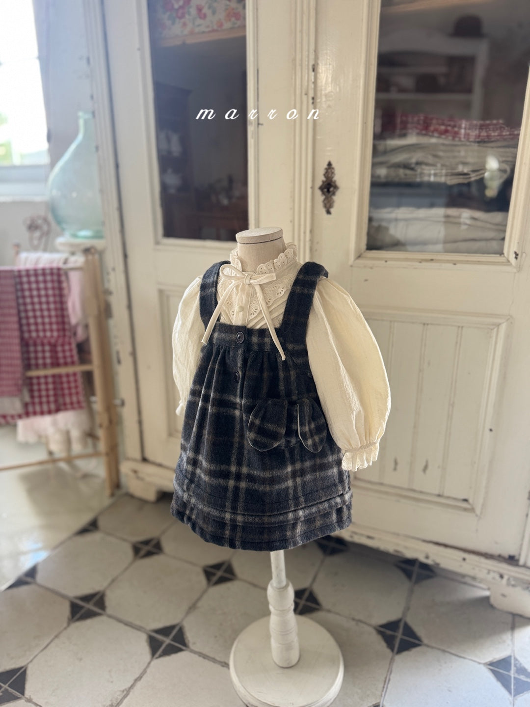 韓國童裝 25秋冬 | MA25453 PUFFLY CHECK DRESS (BABY & KIDS)