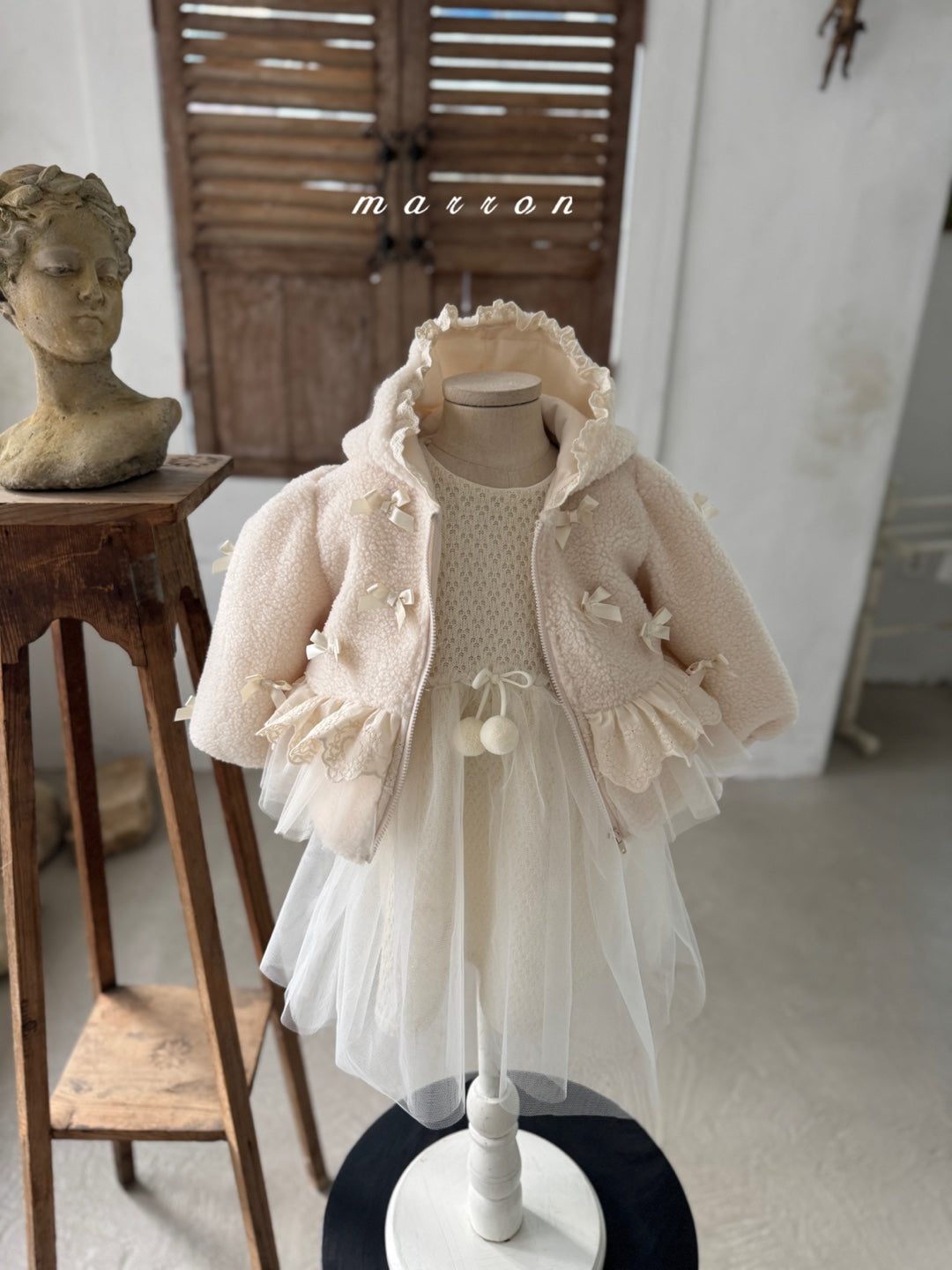 韓國童裝 25秋冬 | MA25423 RIBBON HOODED ZIP-UP (BABY & KIDS)