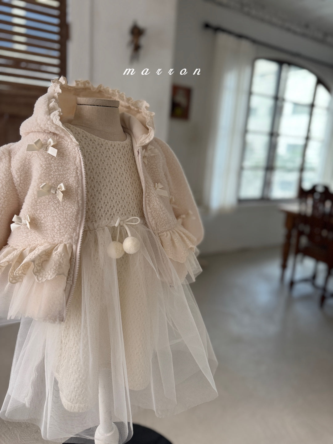 韓國童裝 25秋冬 | MA25423 RIBBON HOODED ZIP-UP (BABY & KIDS)