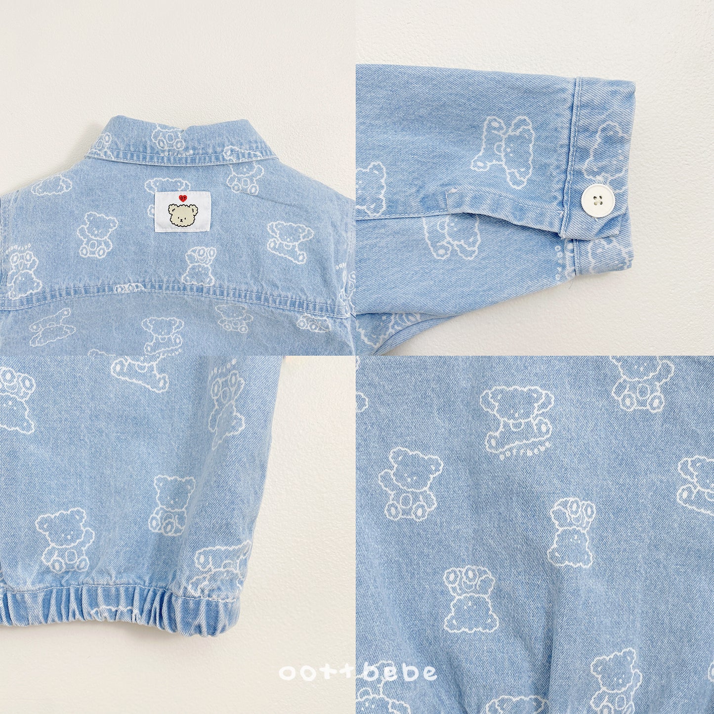 韓國童裝 26SS | OT45 Bear Print Soft Denim Jacket (75-120cm)