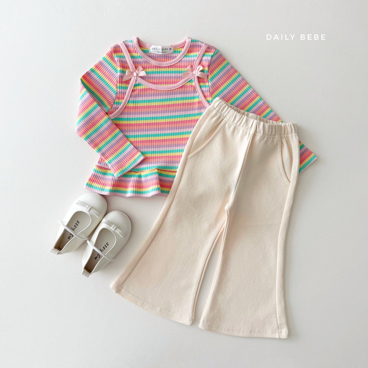 韓國童裝 26春 | DD33 日常微喇叭長褲 (75~140cm)