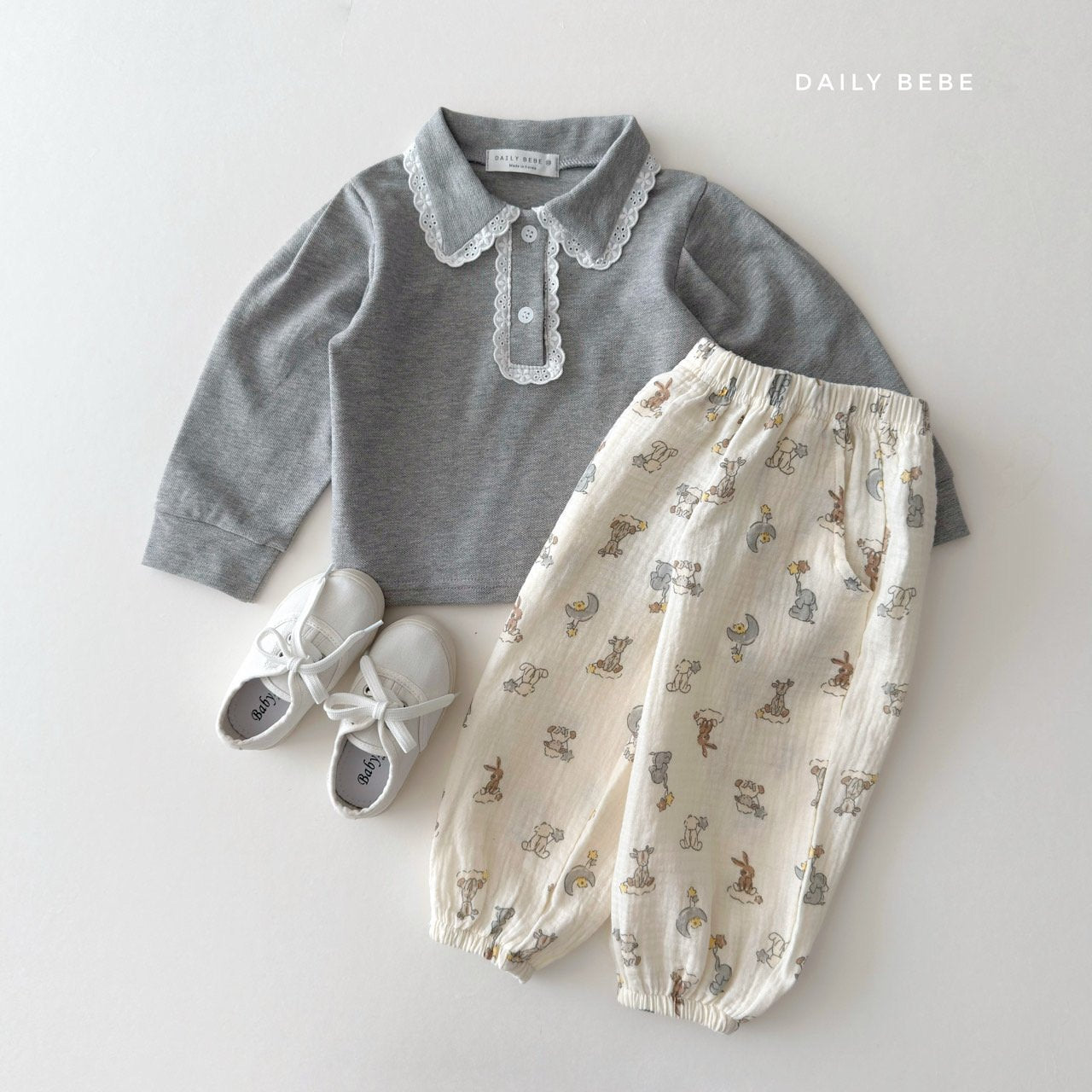 韓國童裝 26春 | DD16 蕾絲翻領T (75~140cm)