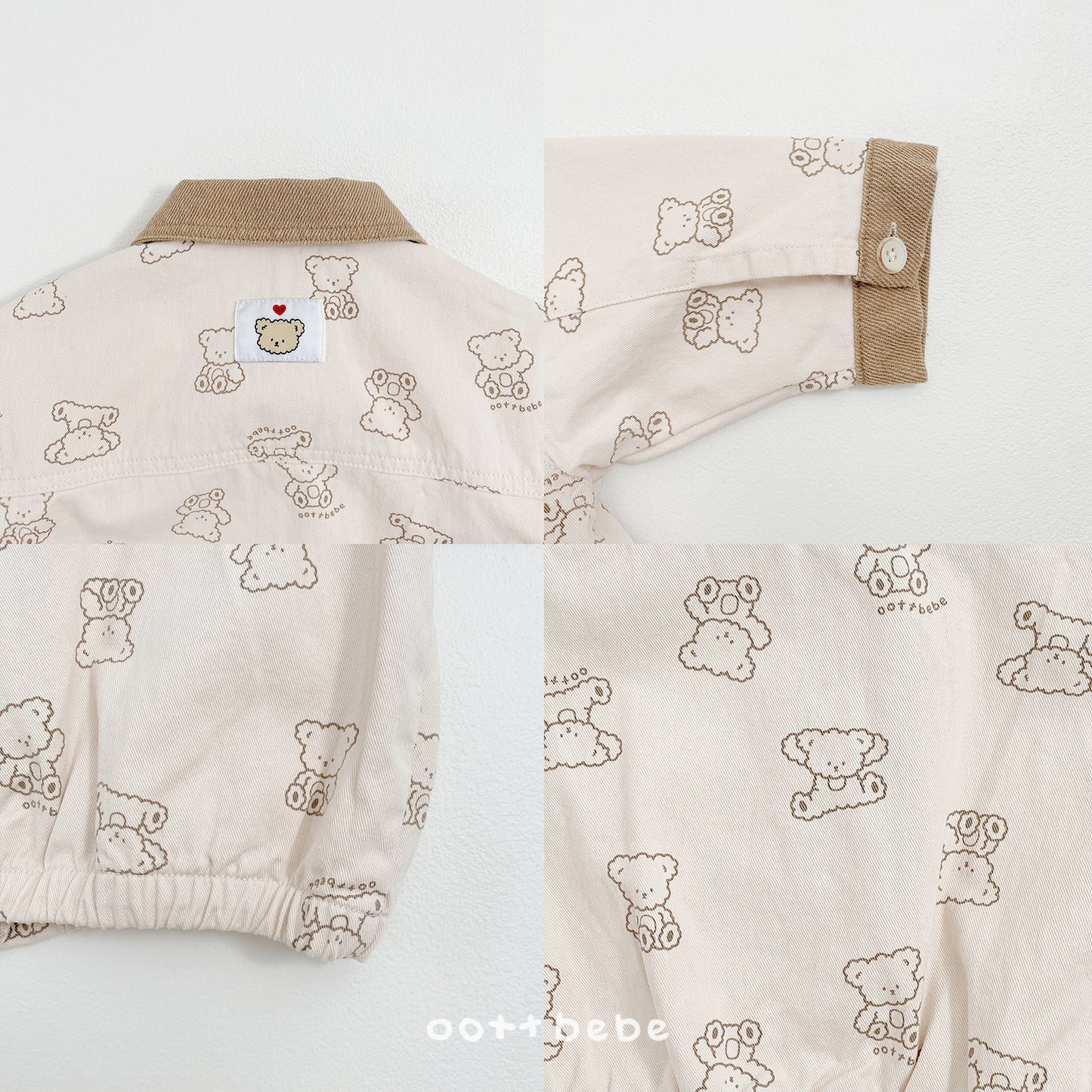 韓國童裝 26SS | OT45 Bear Print Soft Denim Jacket (75-120cm)