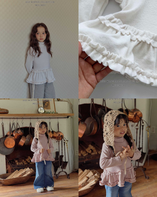 韓國童裝 25秋冬 | ME25408 Mock Frill Long Tee