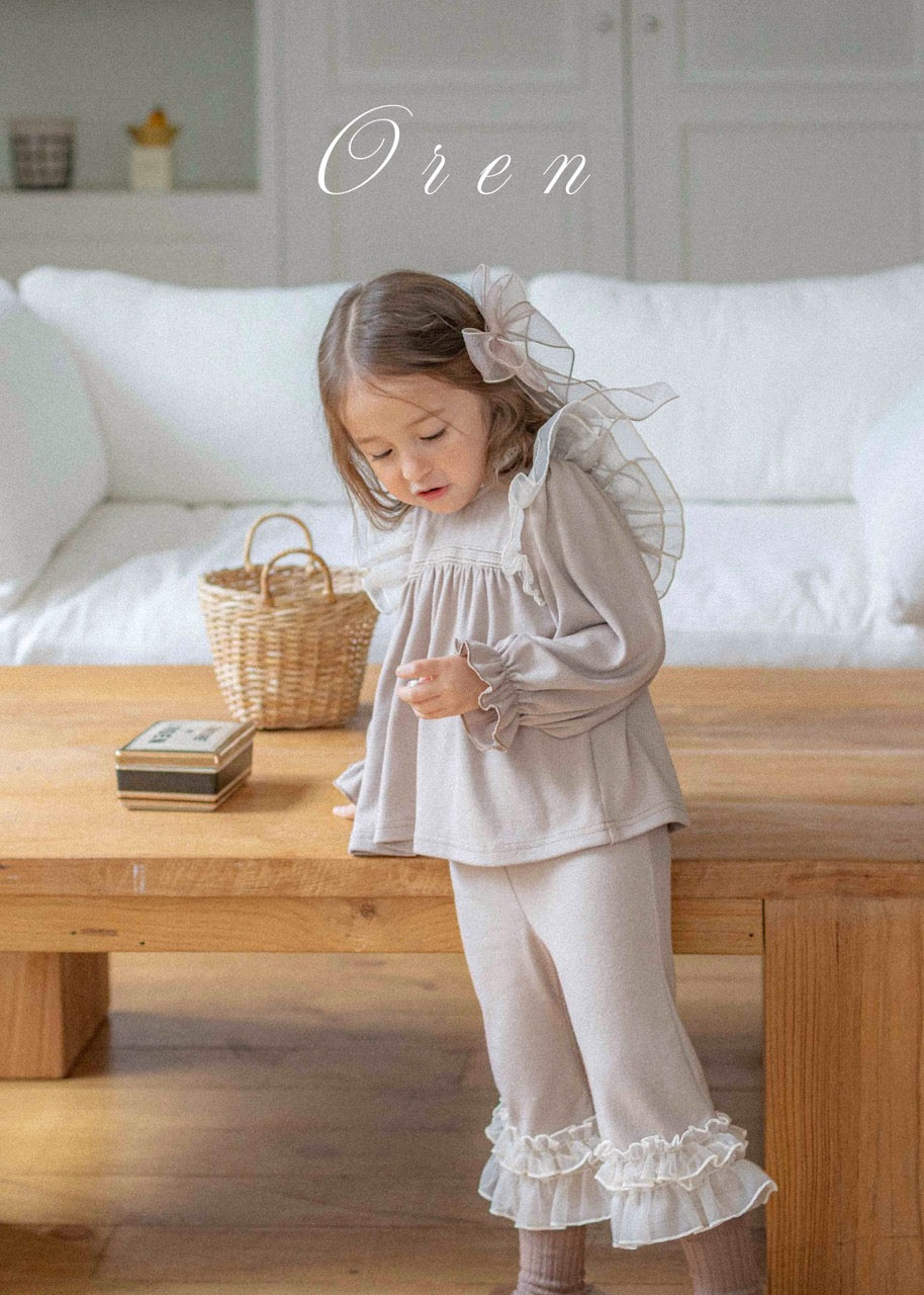 韓國童裝 25秋 | OR25328 Rosy Frill Blouse/Pants/Set