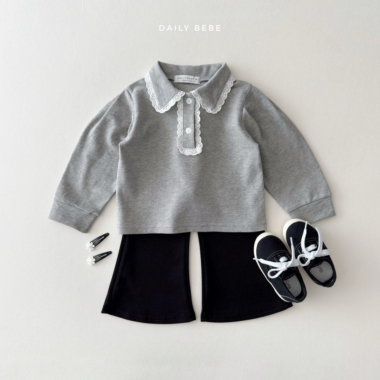 韓國童裝 26春 | DD16 蕾絲翻領T (75~140cm)